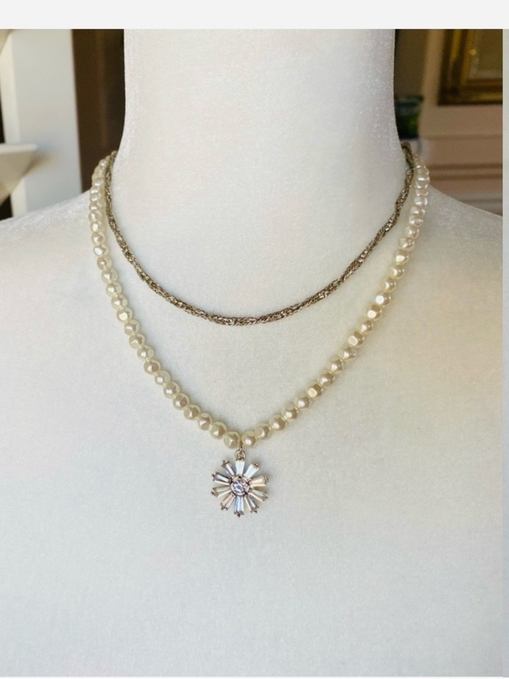 Beautiful Silver and Pearl Double Necklace
